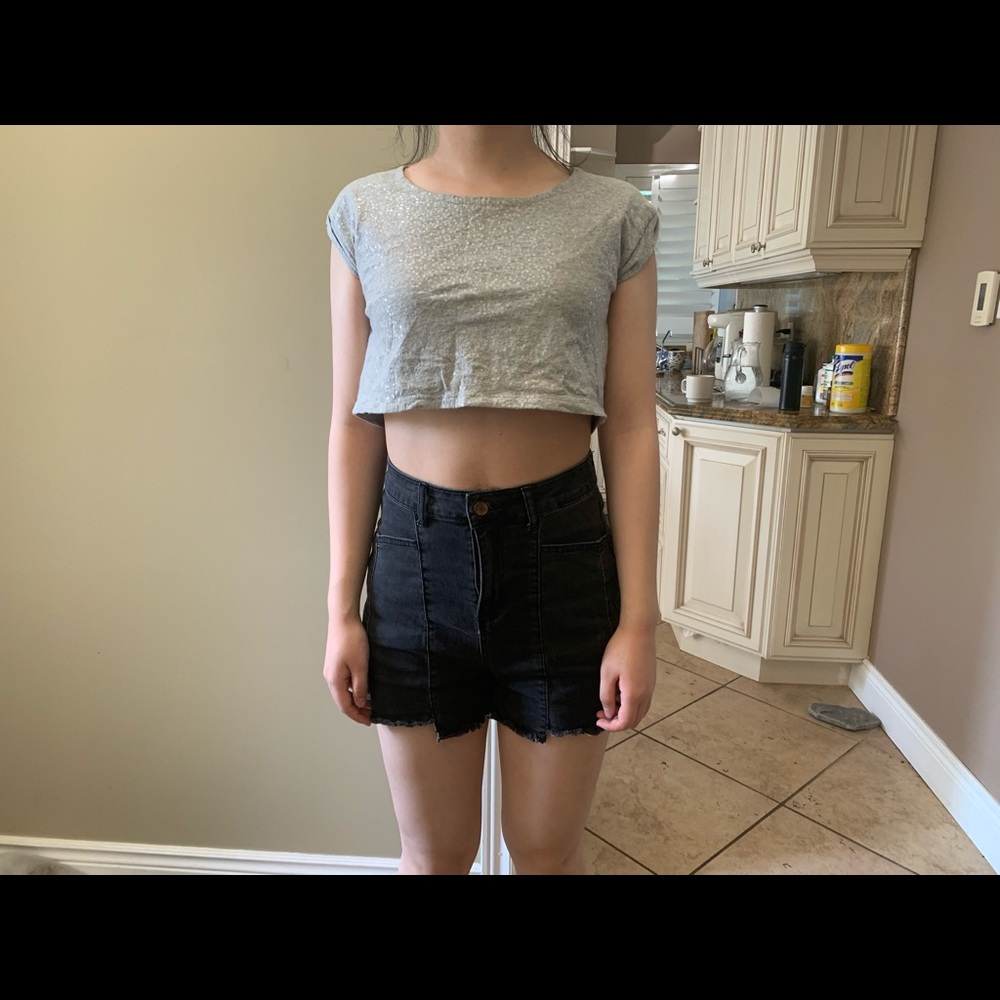 Grey Sparkle Cropped Top
